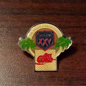 Vintage Coca-Cola Diet Coke‎ Super Bowl XXV Silver Anniversary Lapel Pin